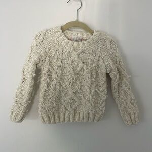 EGG New York cream fringed cable long sleeve sweater super cute size 2T